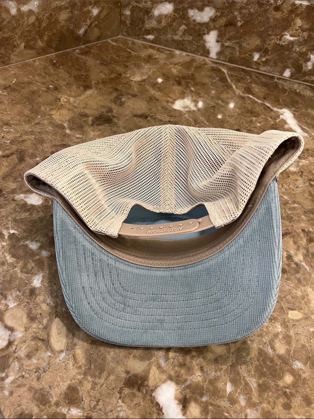 Magnolia Pale Blue Cream Trucker Hat with Tan Patch Waco Chip and Joanna Gaines - Picture 3 of 7